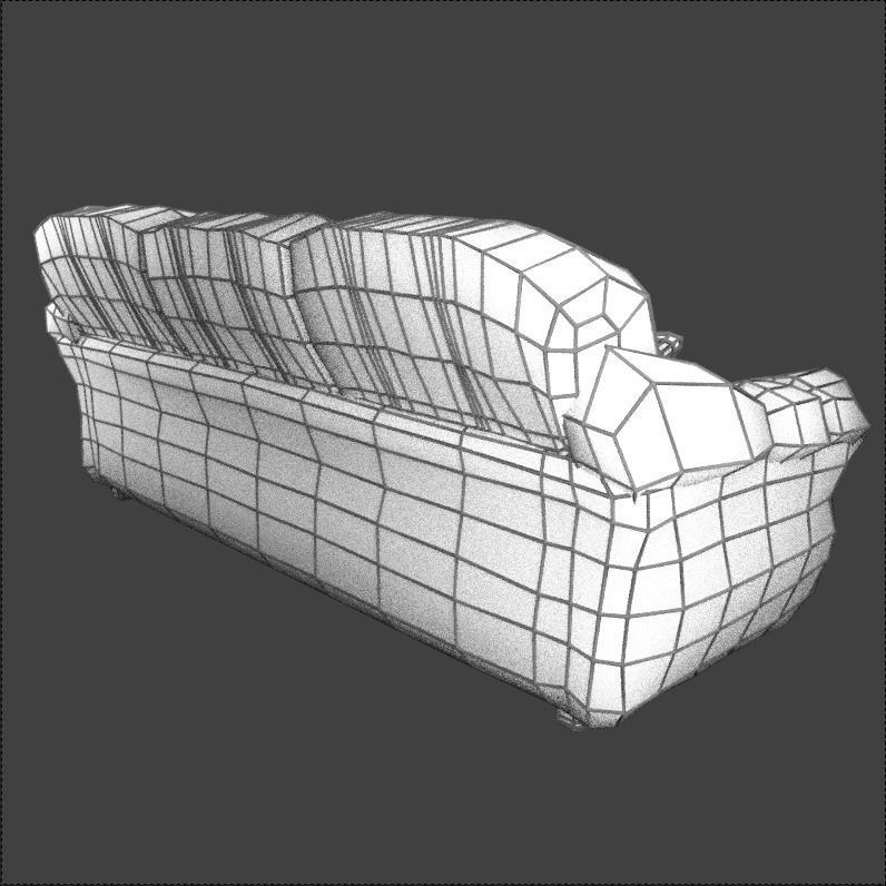 Couch and Pillows - Brown Velvet Low-poly 3D model_7