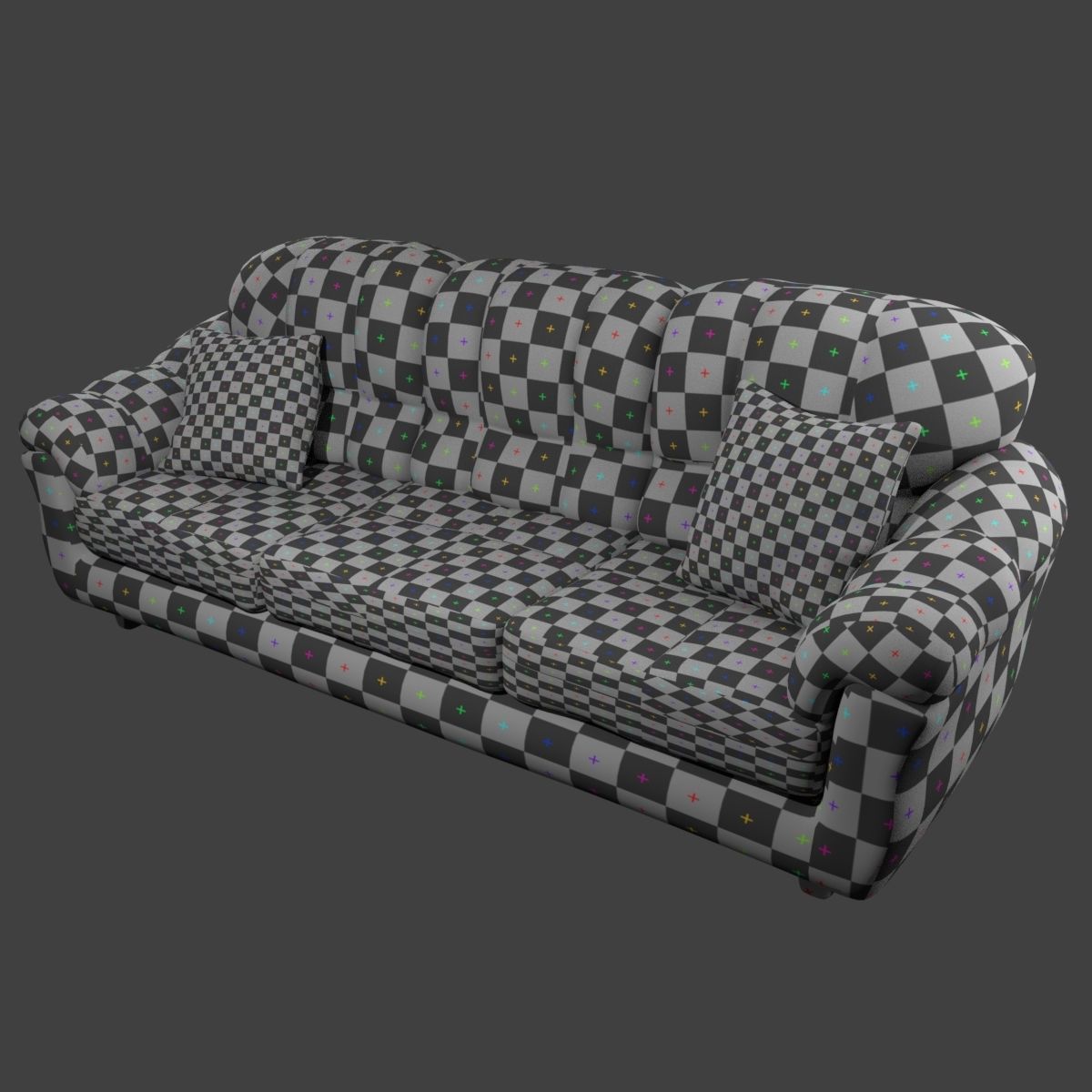 Couch and Pillows - Brown Velvet Low-poly 3D model_27
