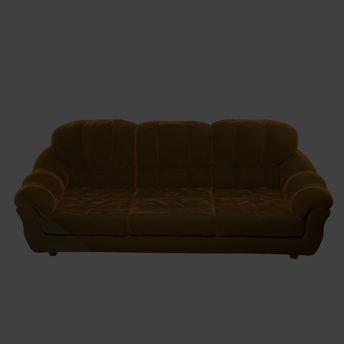 Couch and Pillows - Brown Velvet Low-poly 3D model_21