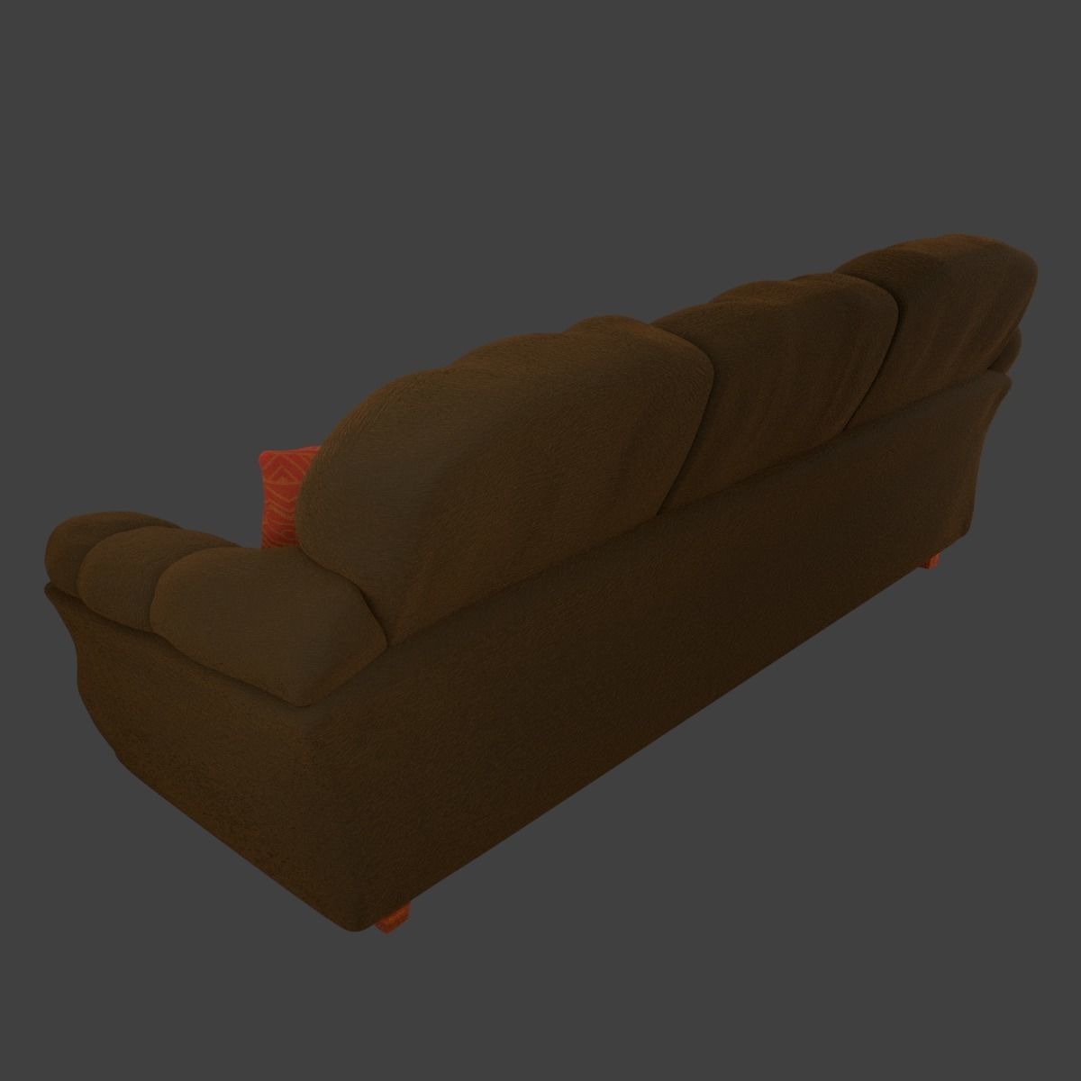 Couch and Pillows - Brown Velvet Low-poly 3D model_13