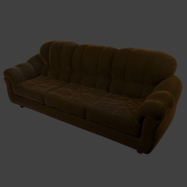 Couch and Pillows - Brown Velvet Low-poly 3D model_20