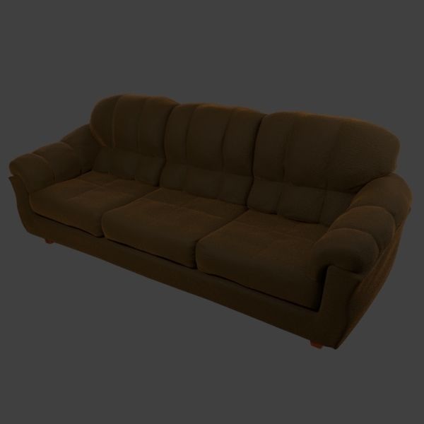 Couch and Pillows - Brown Velvet Low-poly 3D model_19