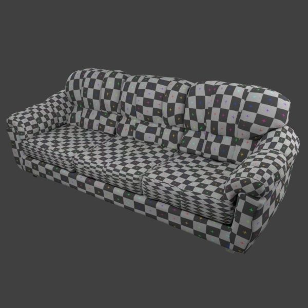 Couch and Pillows - Brown Velvet Low-poly 3D model_26