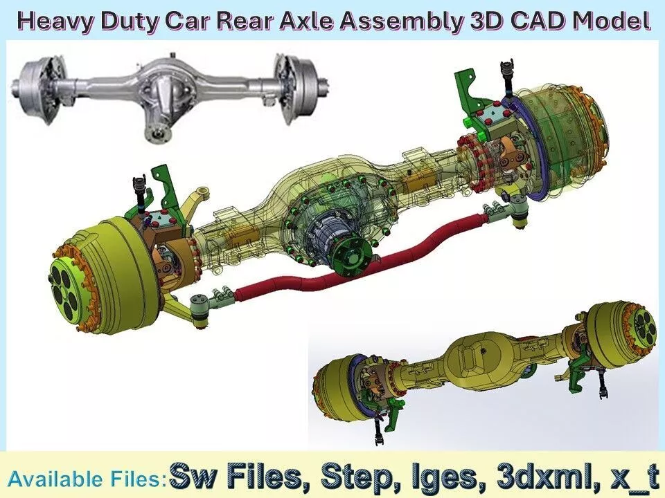 Heavy Duty Car Rear Axle Assembly 3D CAD Model 3D model