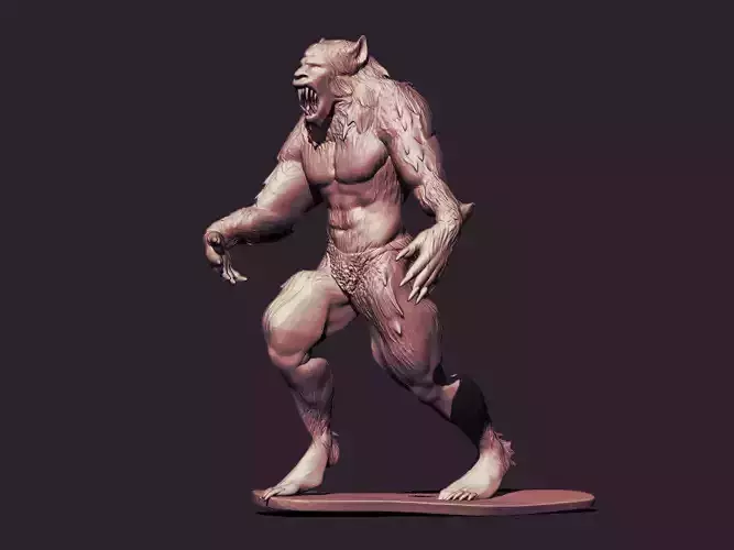 Wolfman werewolf on surfboard 3D print model