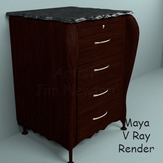 Dresser Tall 3D model_1