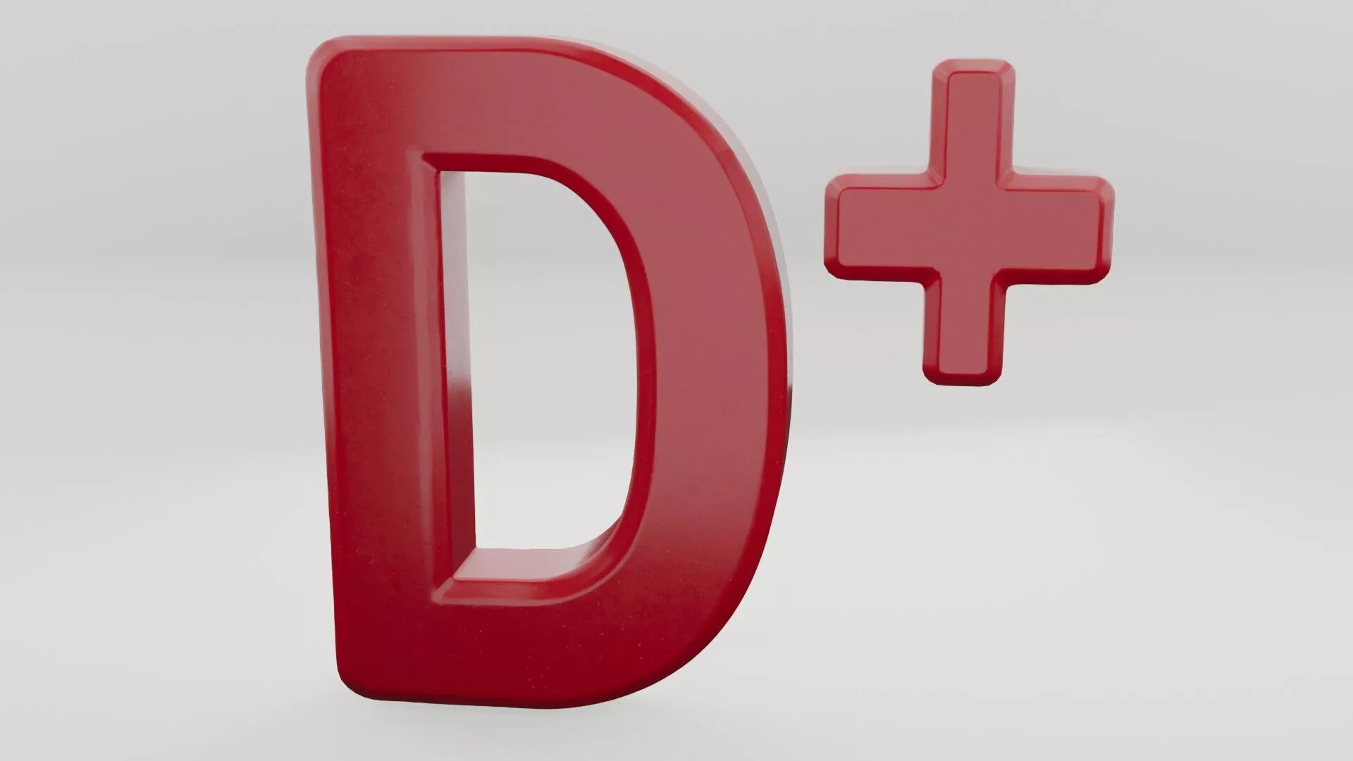 Grade D Plus Symbol Low-poly 3D model