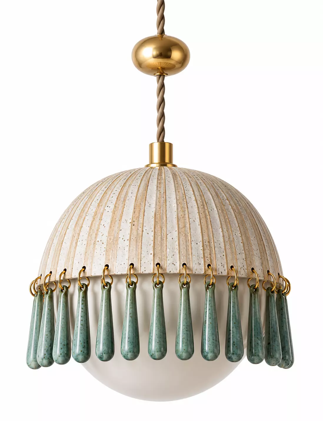 Ceramic Pendant Light Brass and Turquoise Teardrop Chandelier 3D model