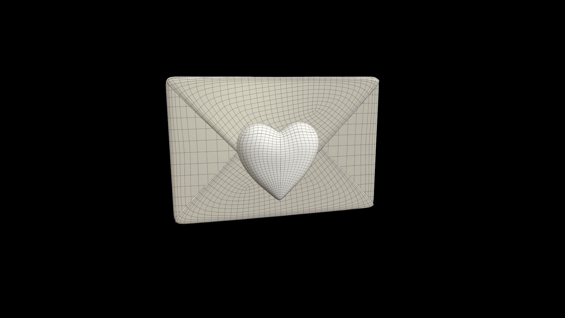 Envelope whit heart icon emoji Low-poly 3D model_2