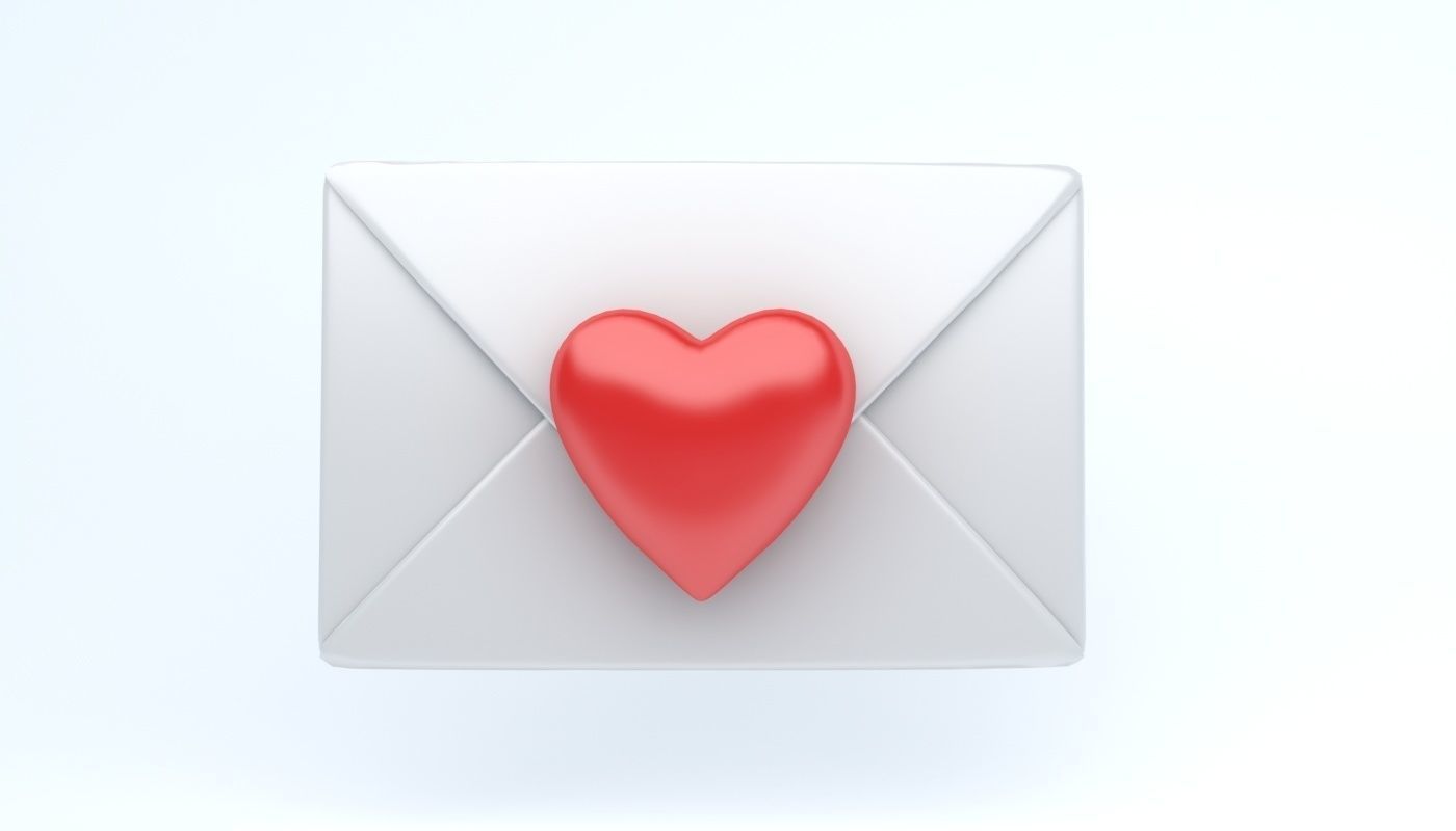 Envelope whit heart icon emoji Low-poly 3D model_1