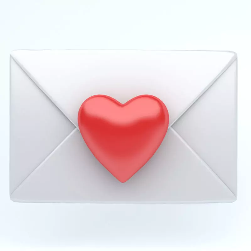 Envelope whit heart icon emoji Low-poly 3D model_0