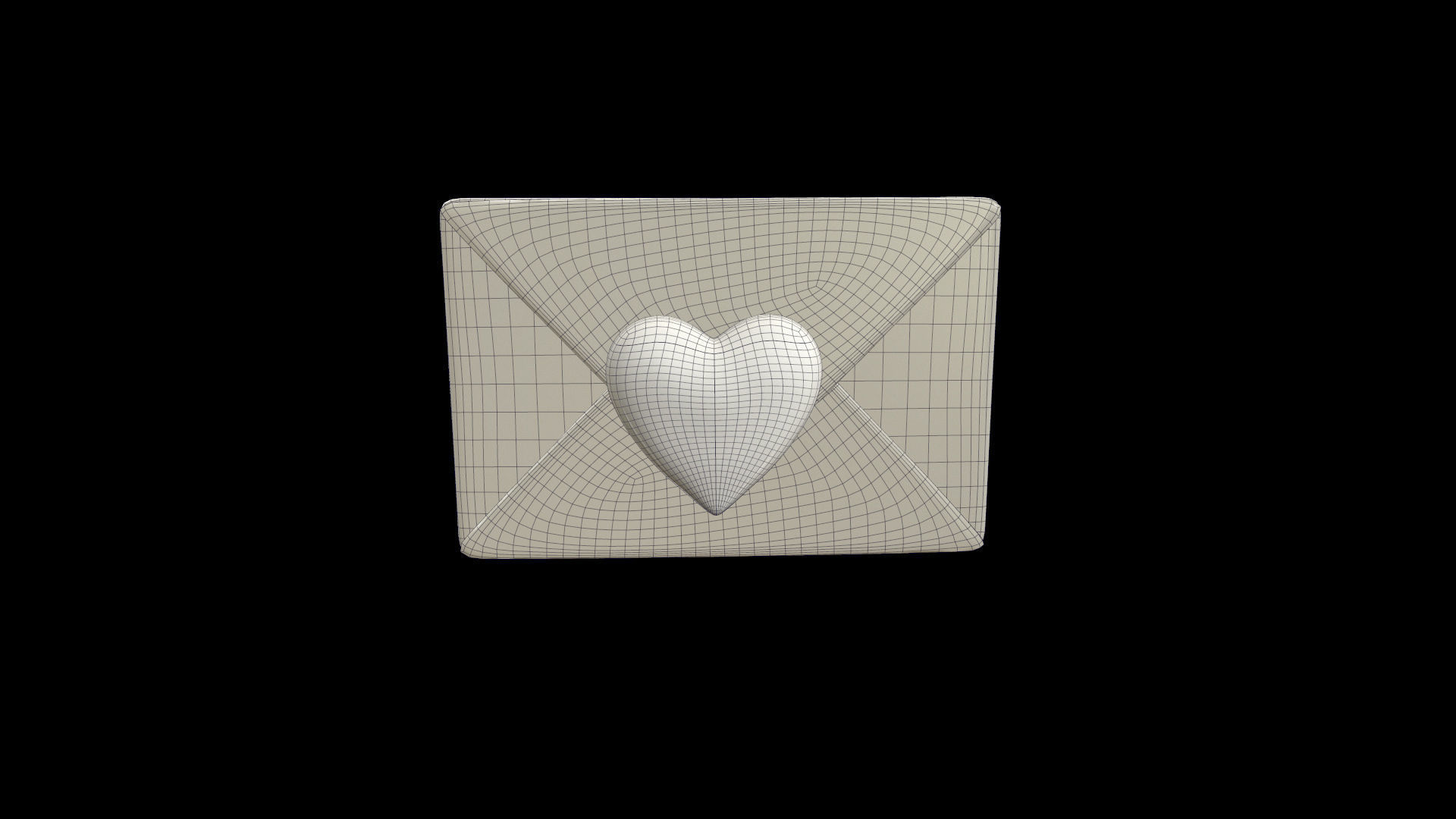 Envelope whit heart icon emoji Low-poly 3D model_4