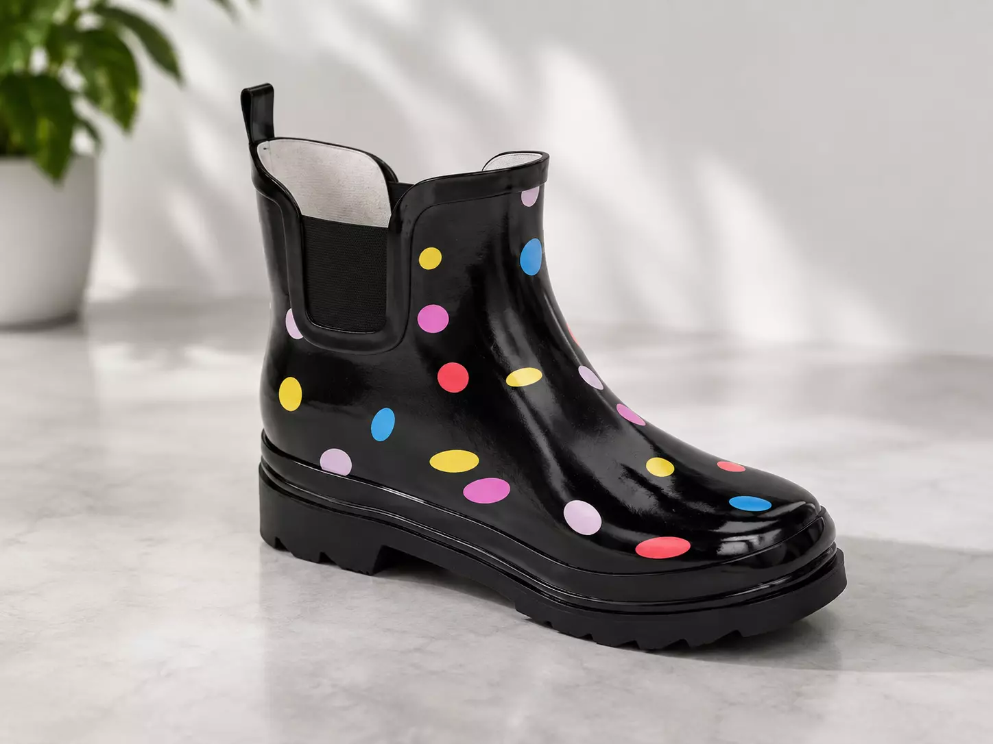 Black Polka Dot Ankle Boots 3D model