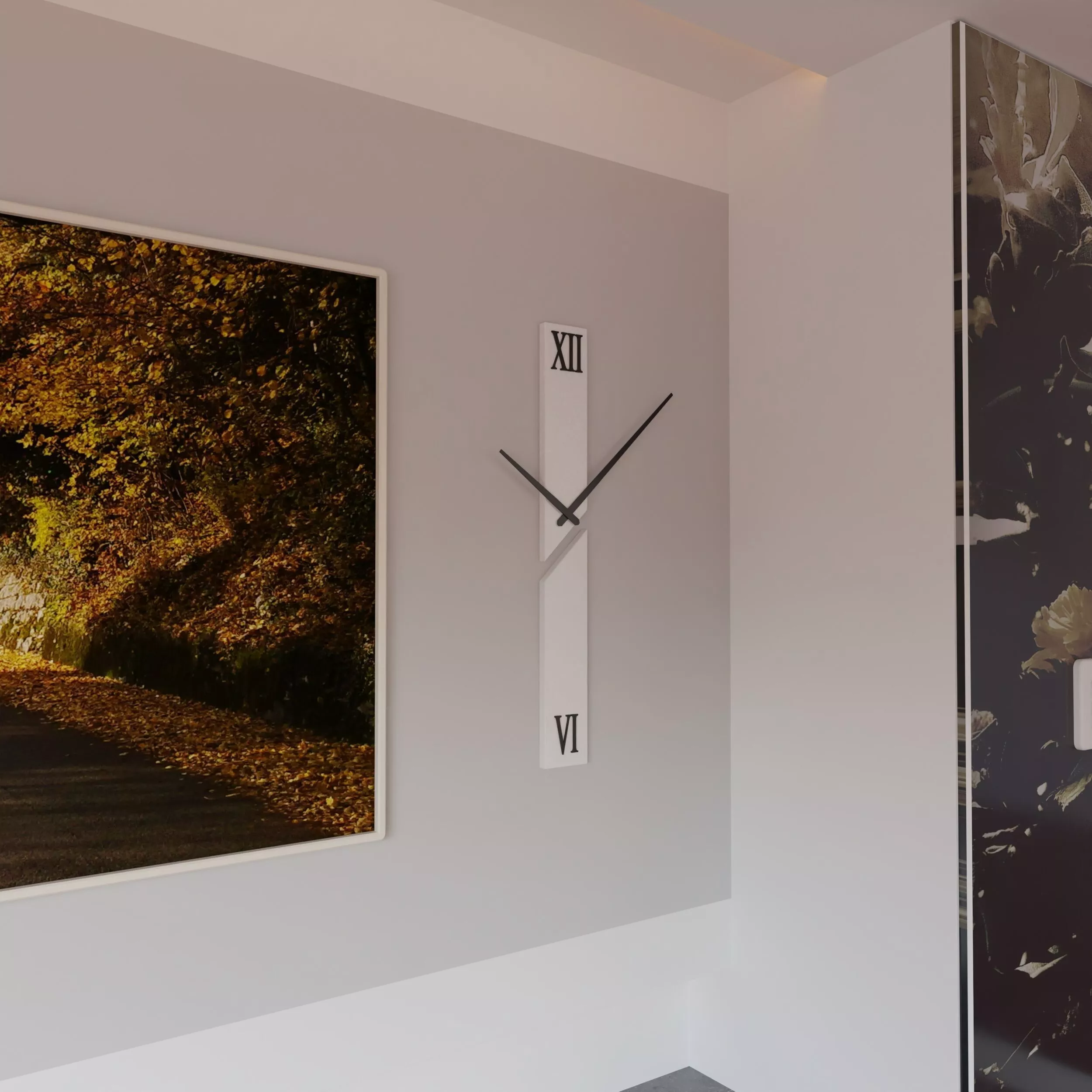 Modern Minimalist Split-Vertical Wall Clock - High-Poly 3D Model Free 3D model