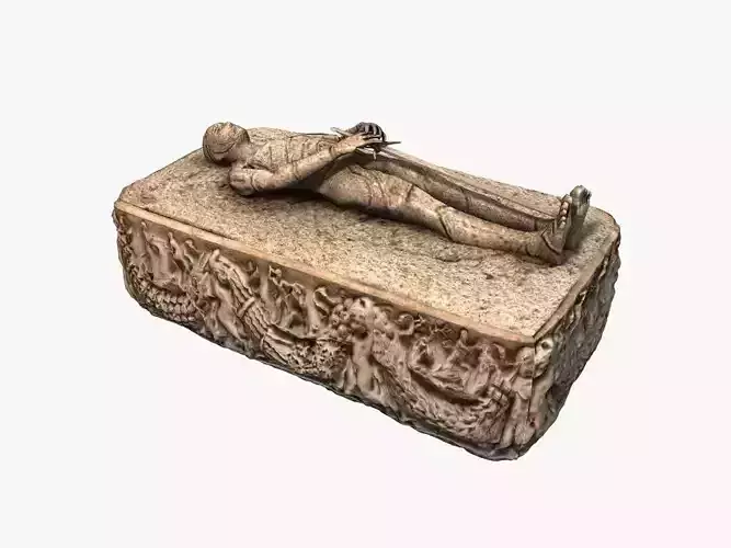Stone medieval sarcophagus Low-poly 3D model