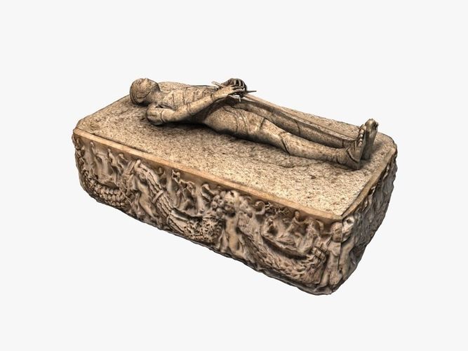 Stone medieval sarcophagus Low-poly 3D model