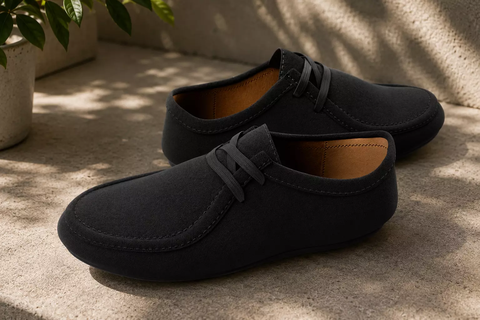 Black Suede Casual Lace-Up Shoe 3D model