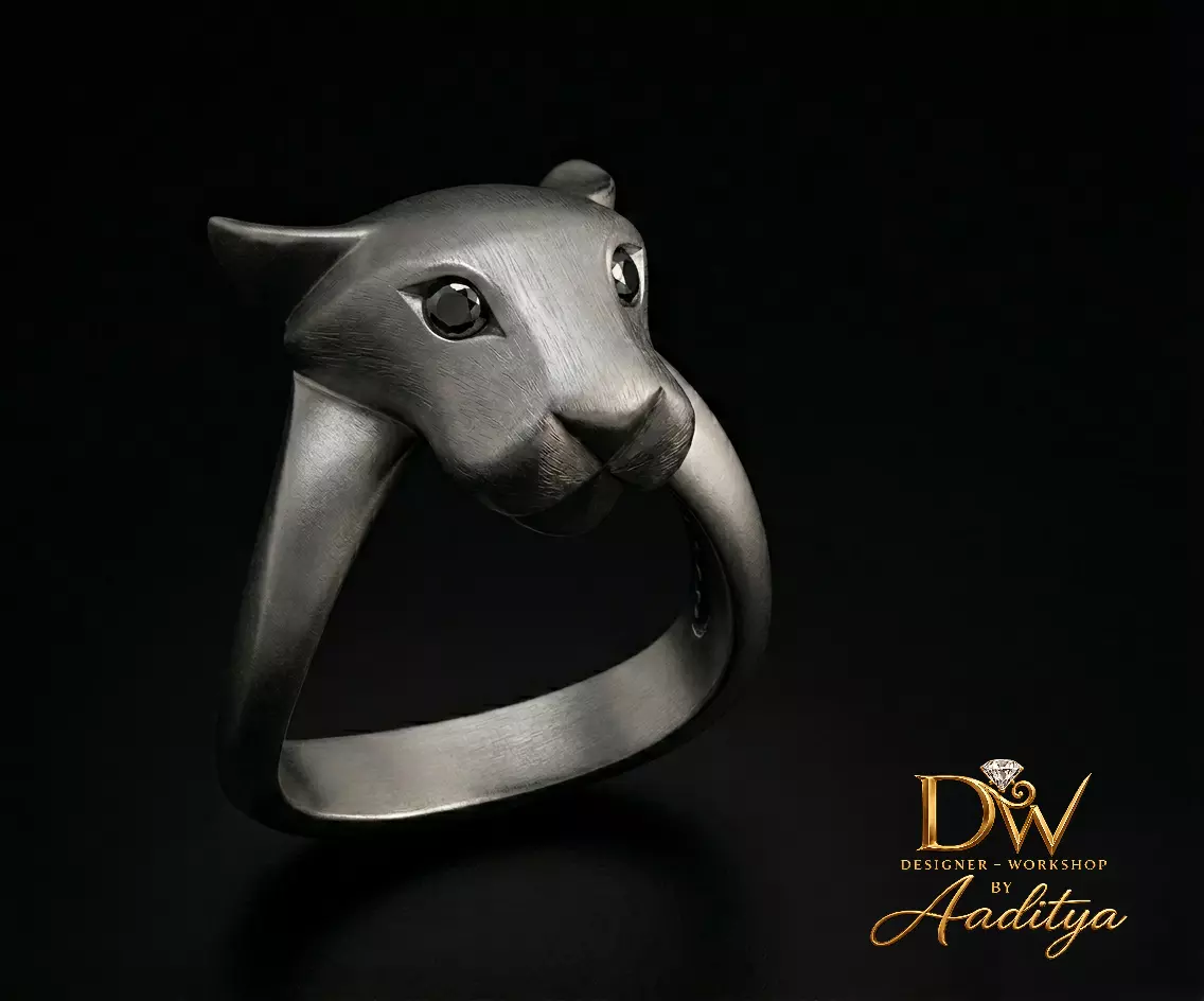 Panther Big Cat Head Ring 3D print model