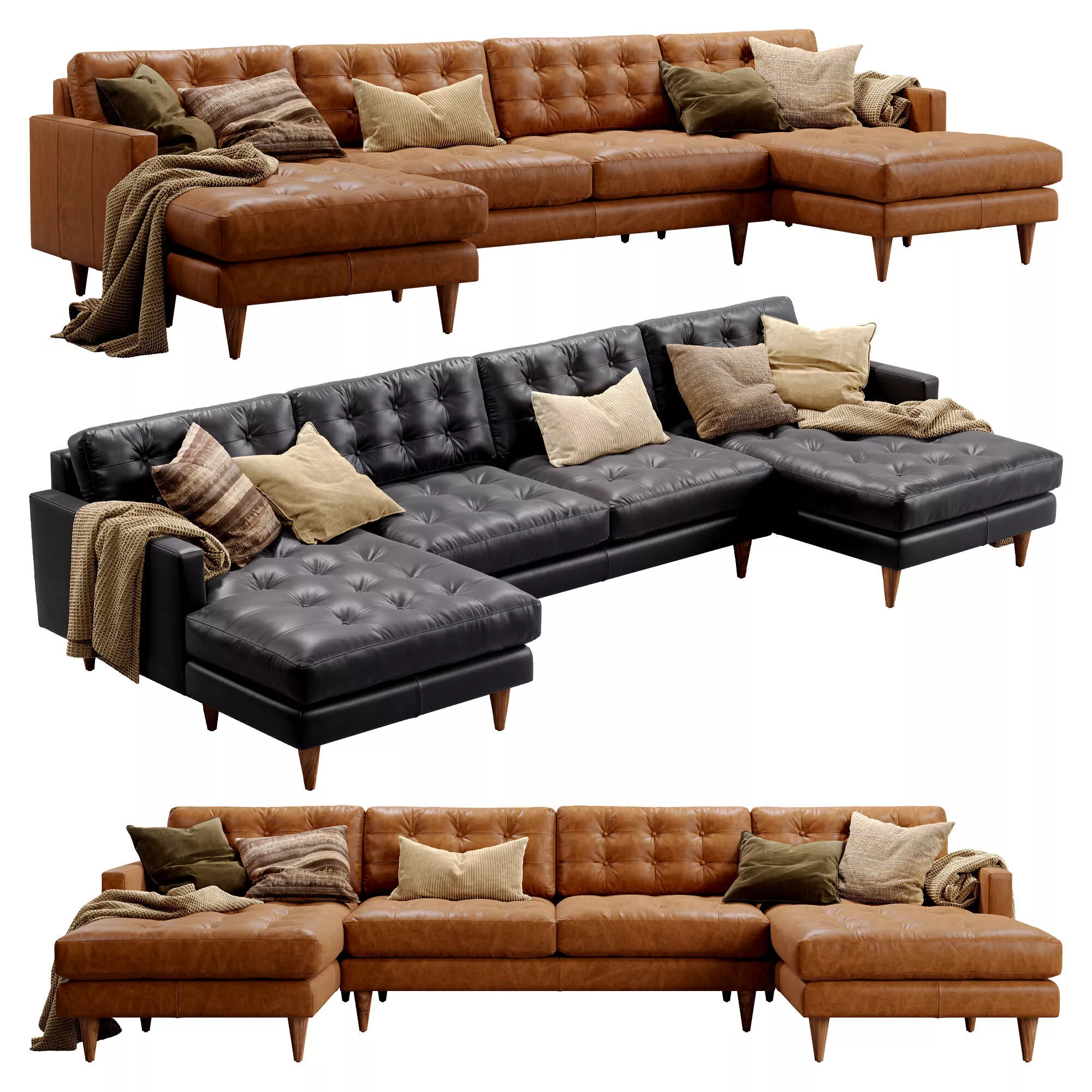 Joybird Eliot U-shape leather sofa 3D model