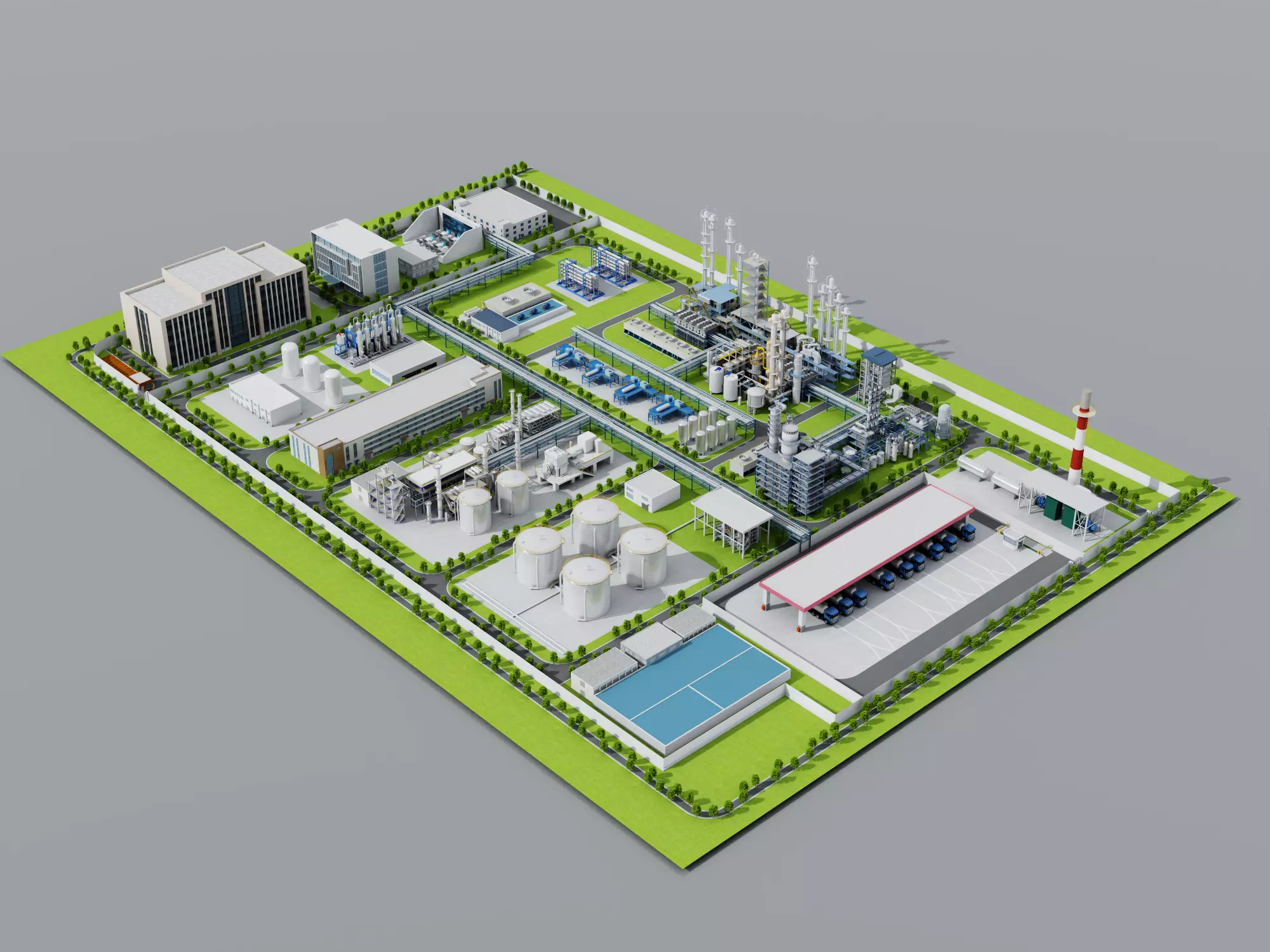 Industrial Plant Factory Complex Low-poly 3D model