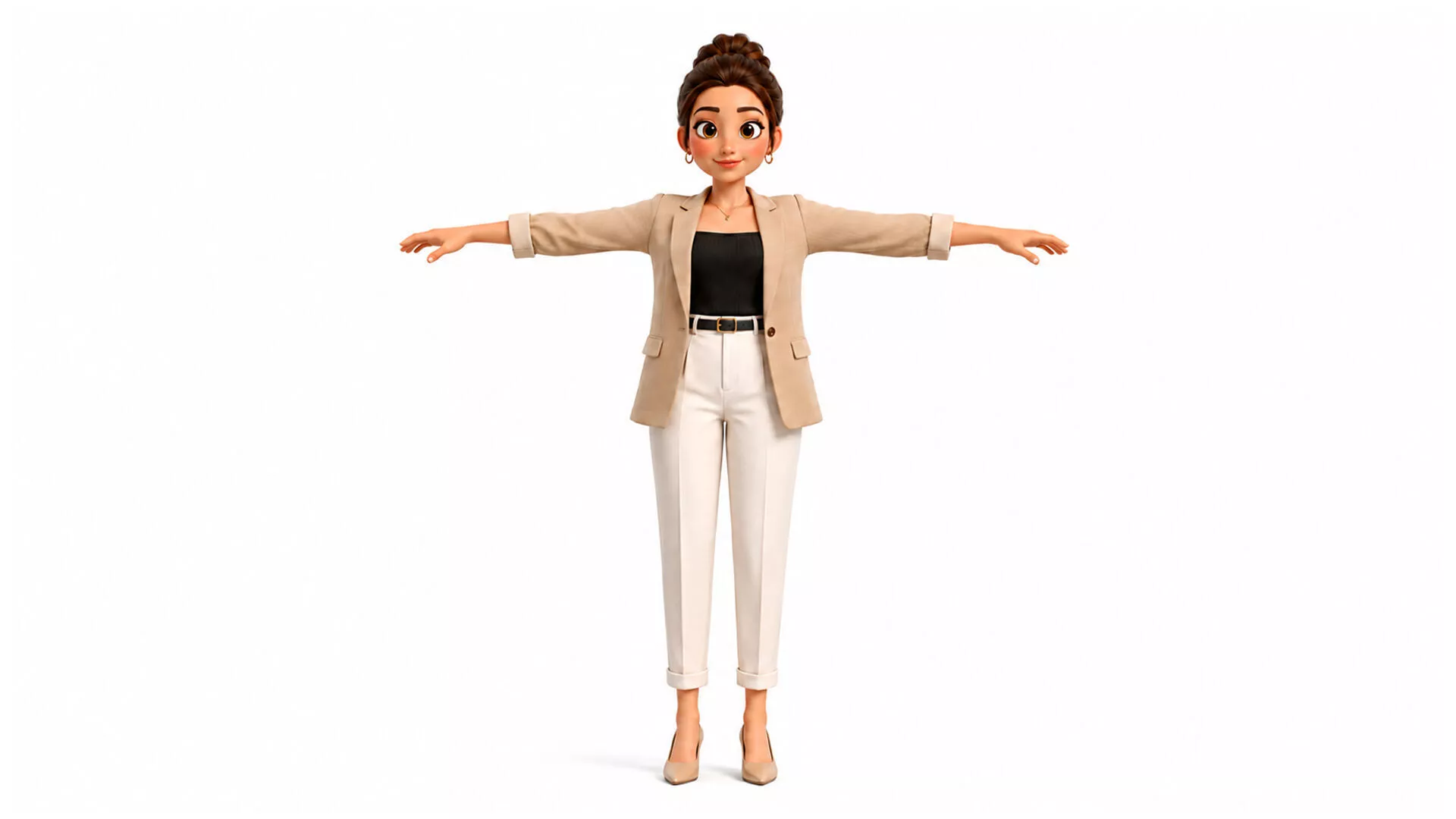 Stylized Girl Character 3D Model Rigged Animated Low-poly 3D model