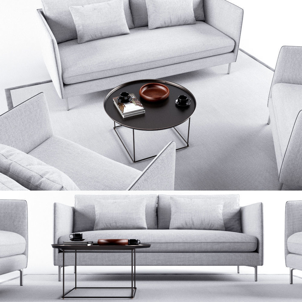 Sofa Set and armchair 3D model_2