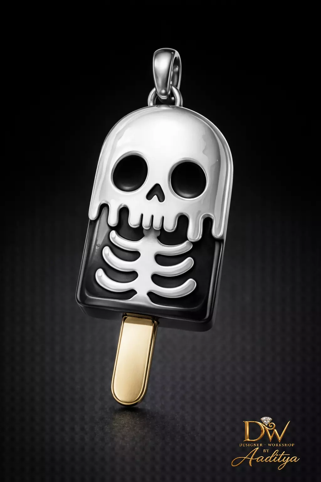 Skull Popsicle IceCream Halloween Pendant 3D print model