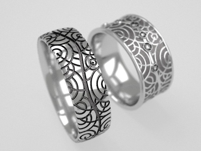Tree wedding rings - original 3D print model_2