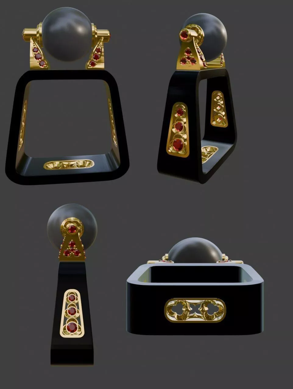 Gothic Statement Ring with Gem Jewelry 3D Model for Casting Free 3D print model