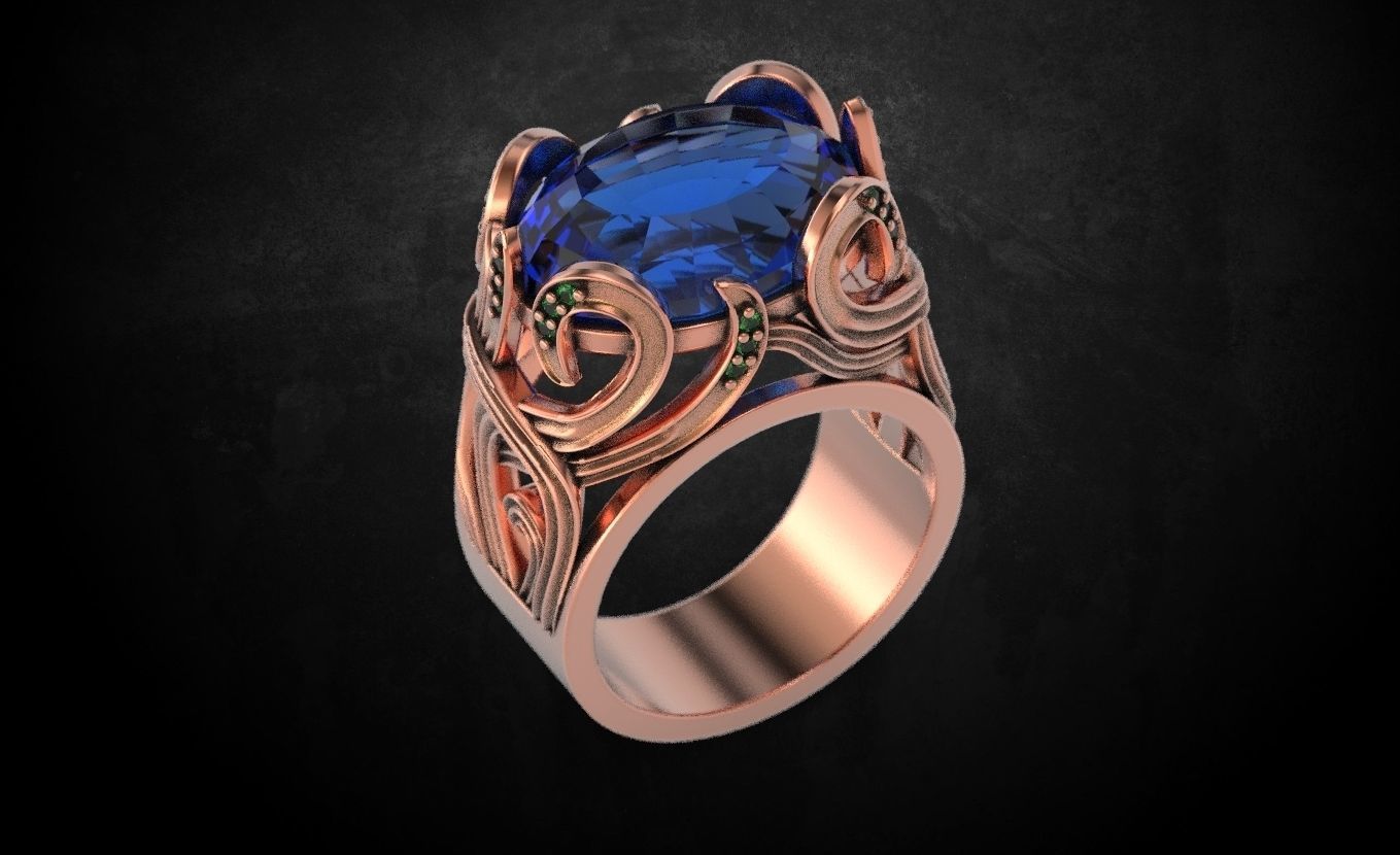 ring with stone 72 3D print model_1