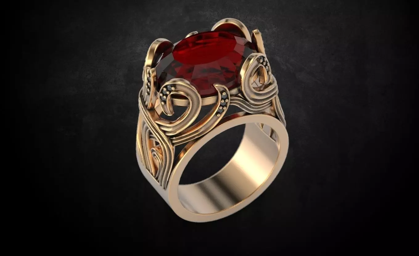 ring with stone 72 3D print model_0