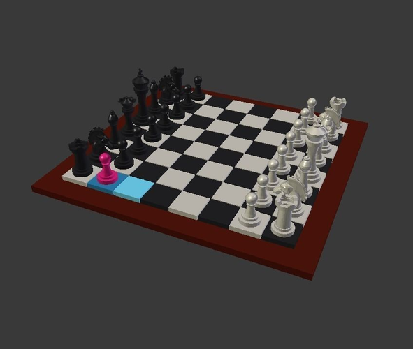 Chess Board with Pieces 3D model