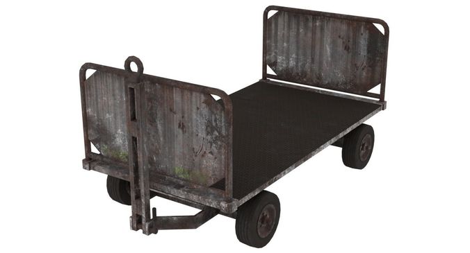 Baggage Cart 1 Rusty Lowpoly Low-poly 3D model
