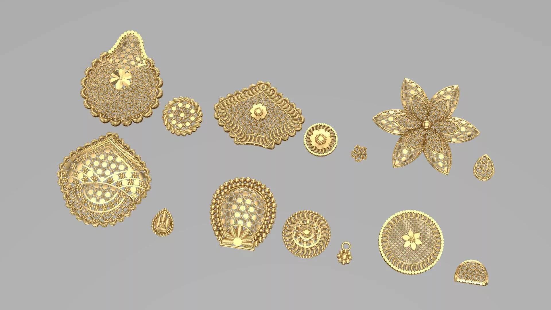 Arabic jewelry gold service parts 7 3D print model