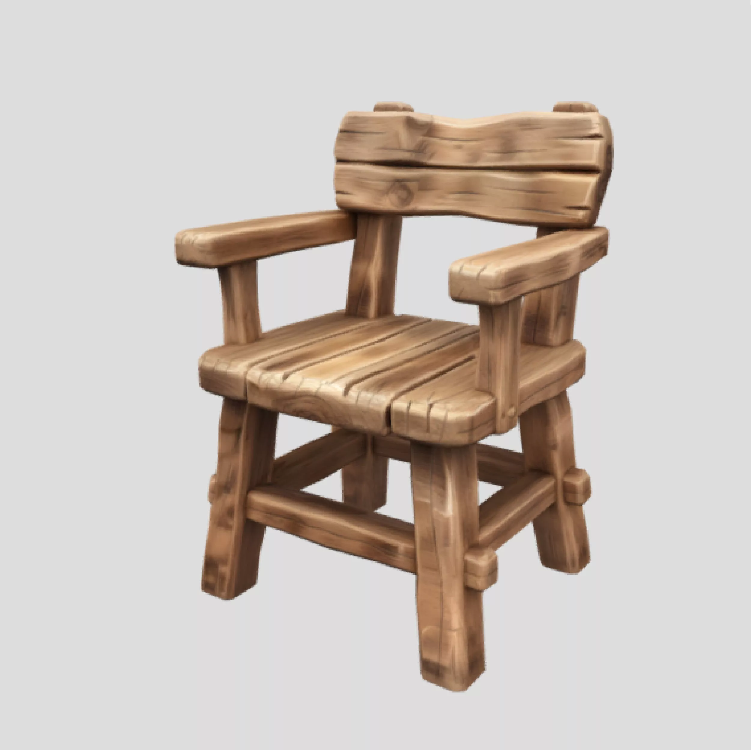 Wooden Chair Low-poly 3D model