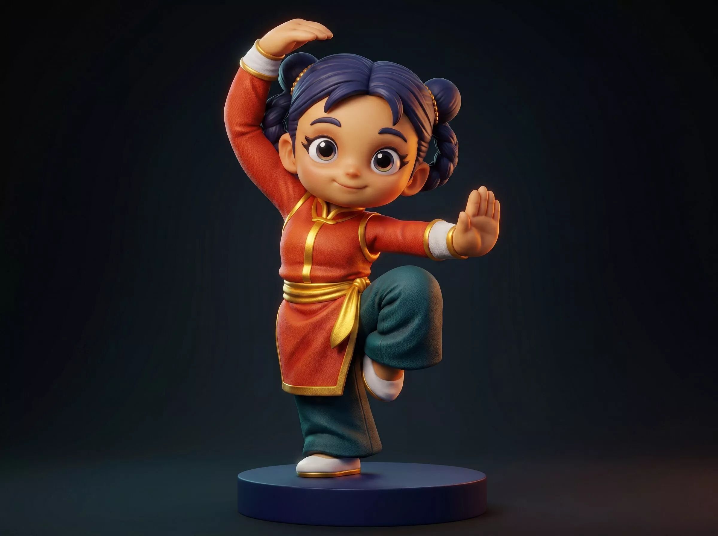 Cartoon Kung Fu Girl Figurine 3D Print Model 3D print model