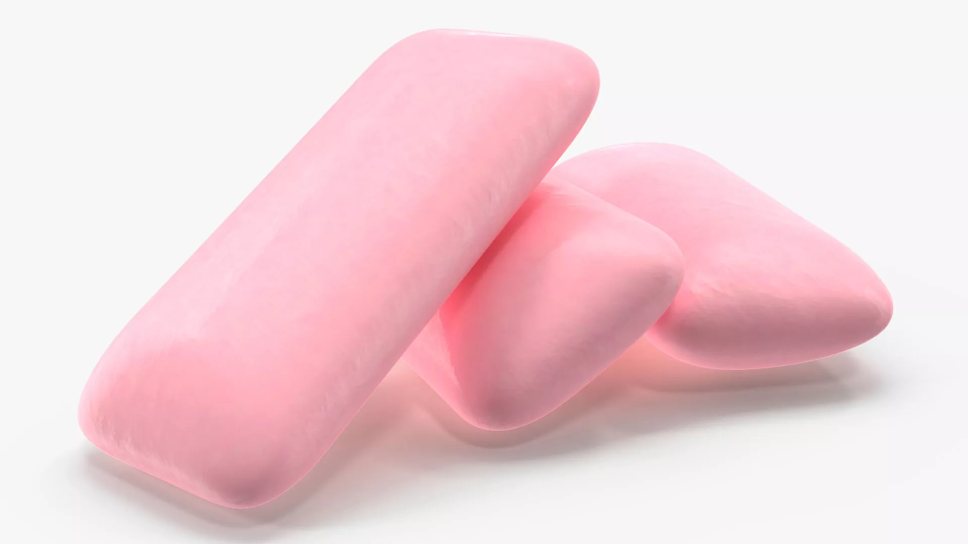 Three Chewing Gum Pads Pink 3D model