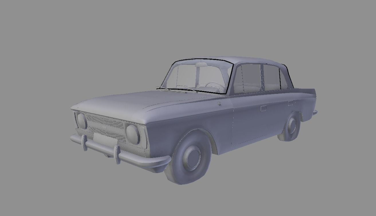 Soviet Vehicle MOSKVICH 412 Low-poly 3D model_2
