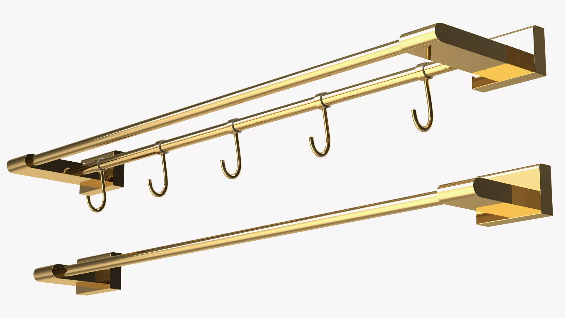 Double Towel Rack Gold 3D model