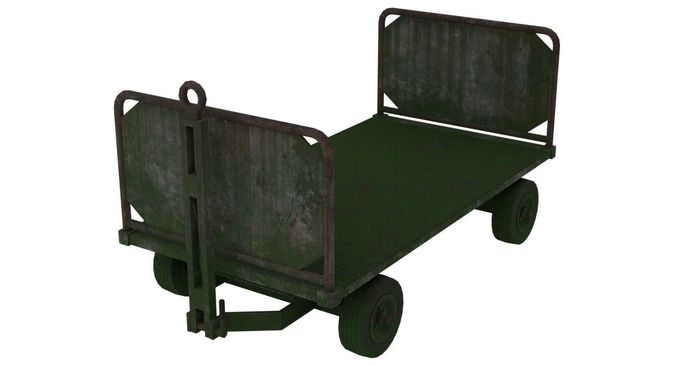 Baggage Cart 1 Moss Lowpoly Low-poly 3D model