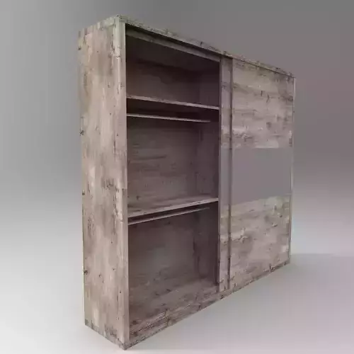 wardrobe-sliding-doors wooden wardrobe with shelves and drawers Low-poly 3D model