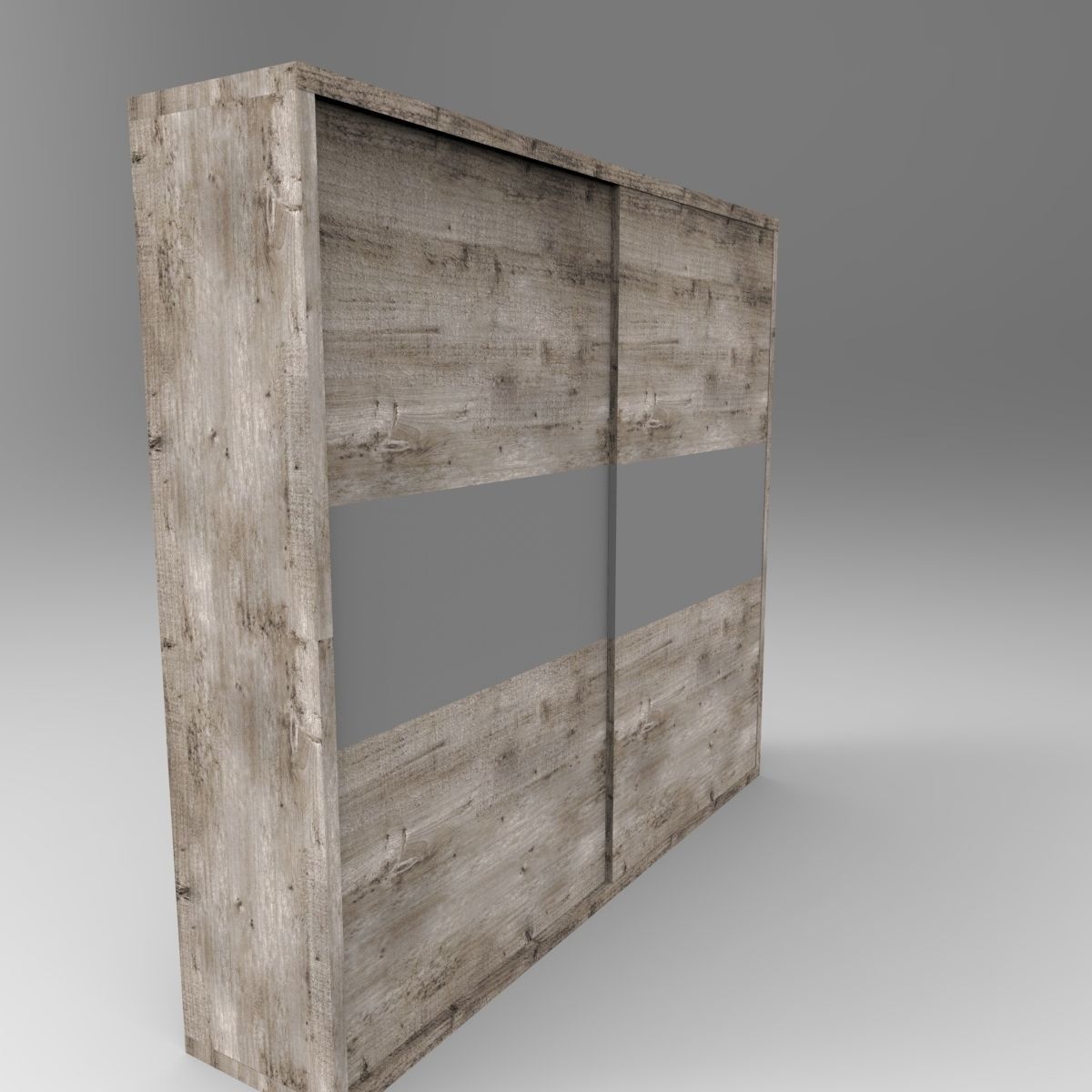 wardrobe-sliding-doors wooden wardrobe with shelves and drawers Low-poly 3D model_3