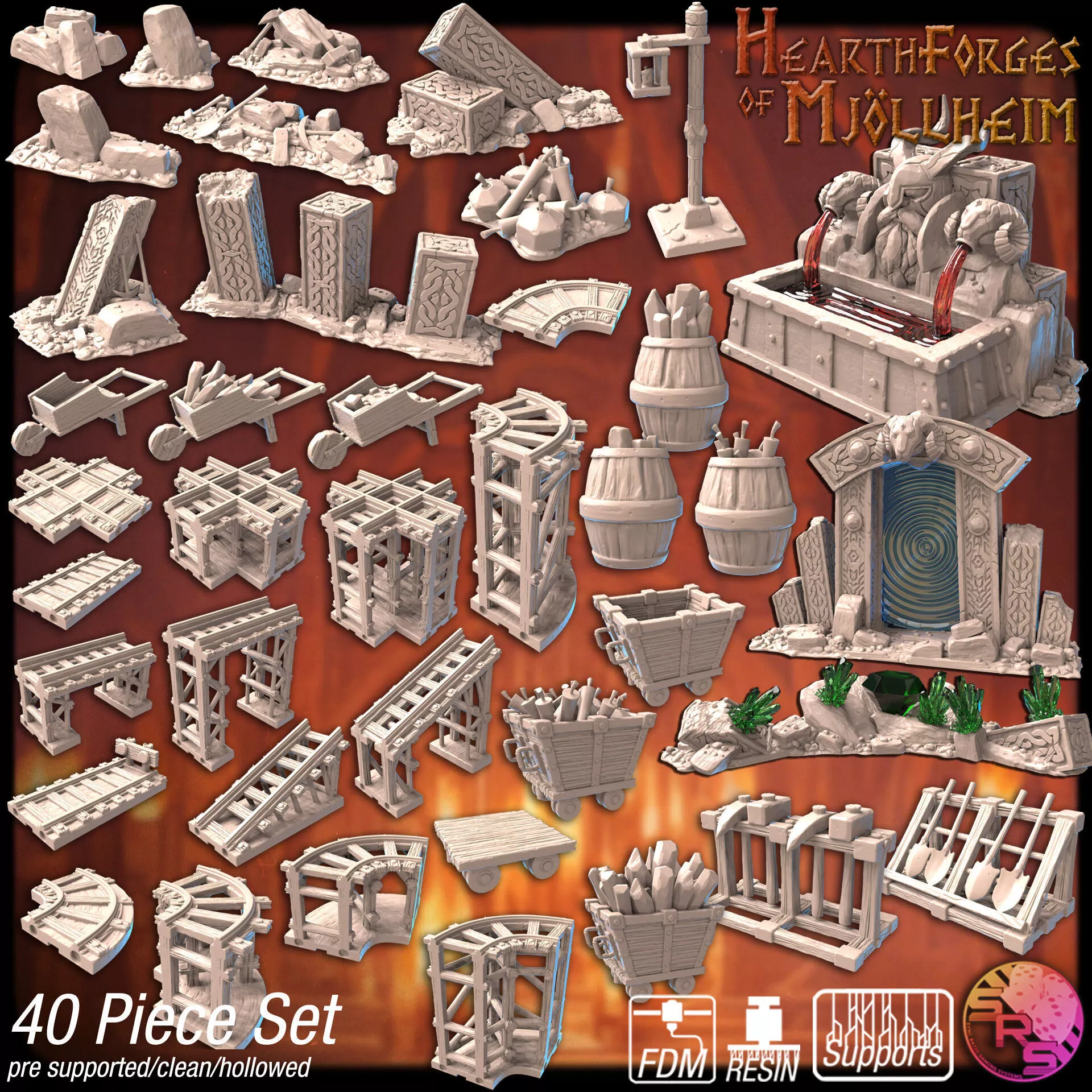 Dwarven Mine Terrain Set 3D print model