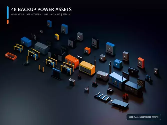 Industrial Generator and Backup Power Equipment Kit - 48 Assets