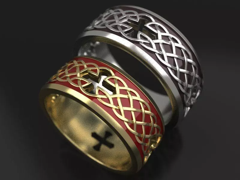 Celtic cross wedding rings - original 3D print model