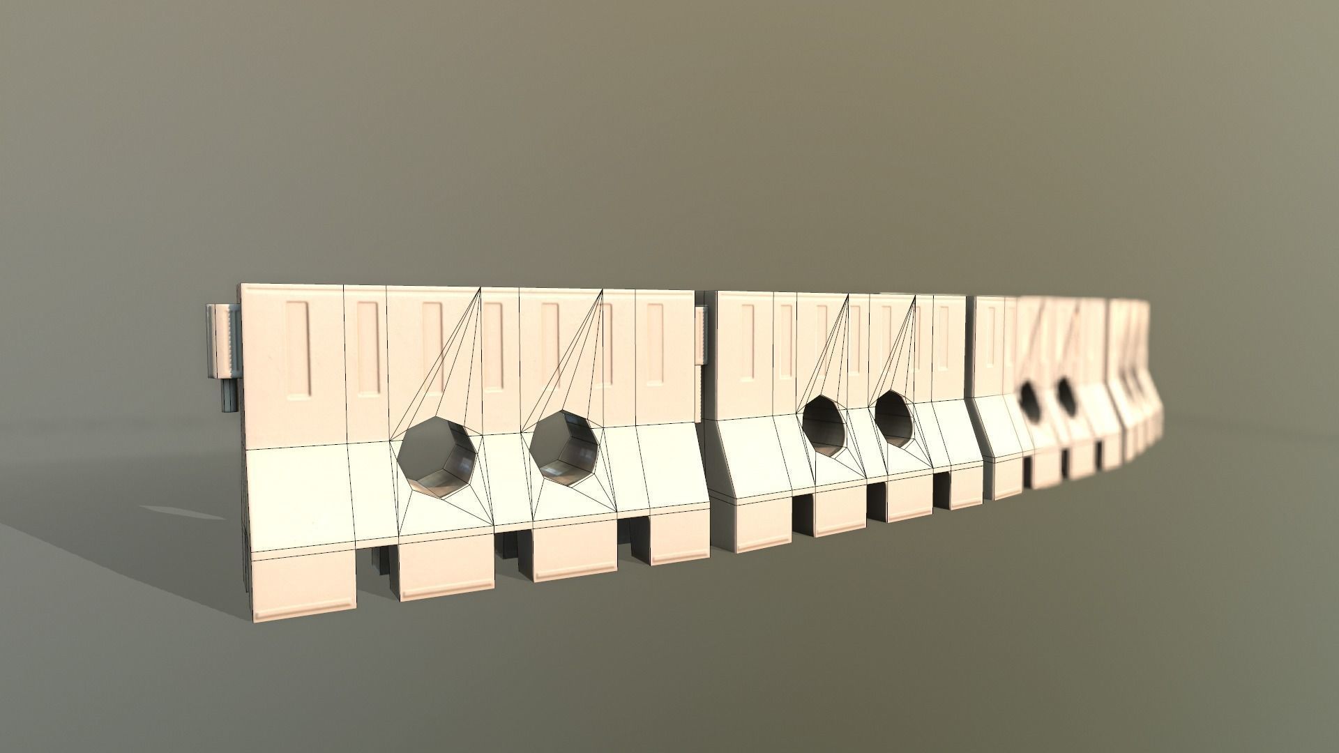 LOW POLY -  Plastic Barricade Low-poly 3D model_2