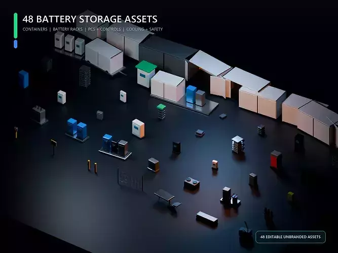 Modular Battery Energy Storage System BESS Kit - 48 Assets