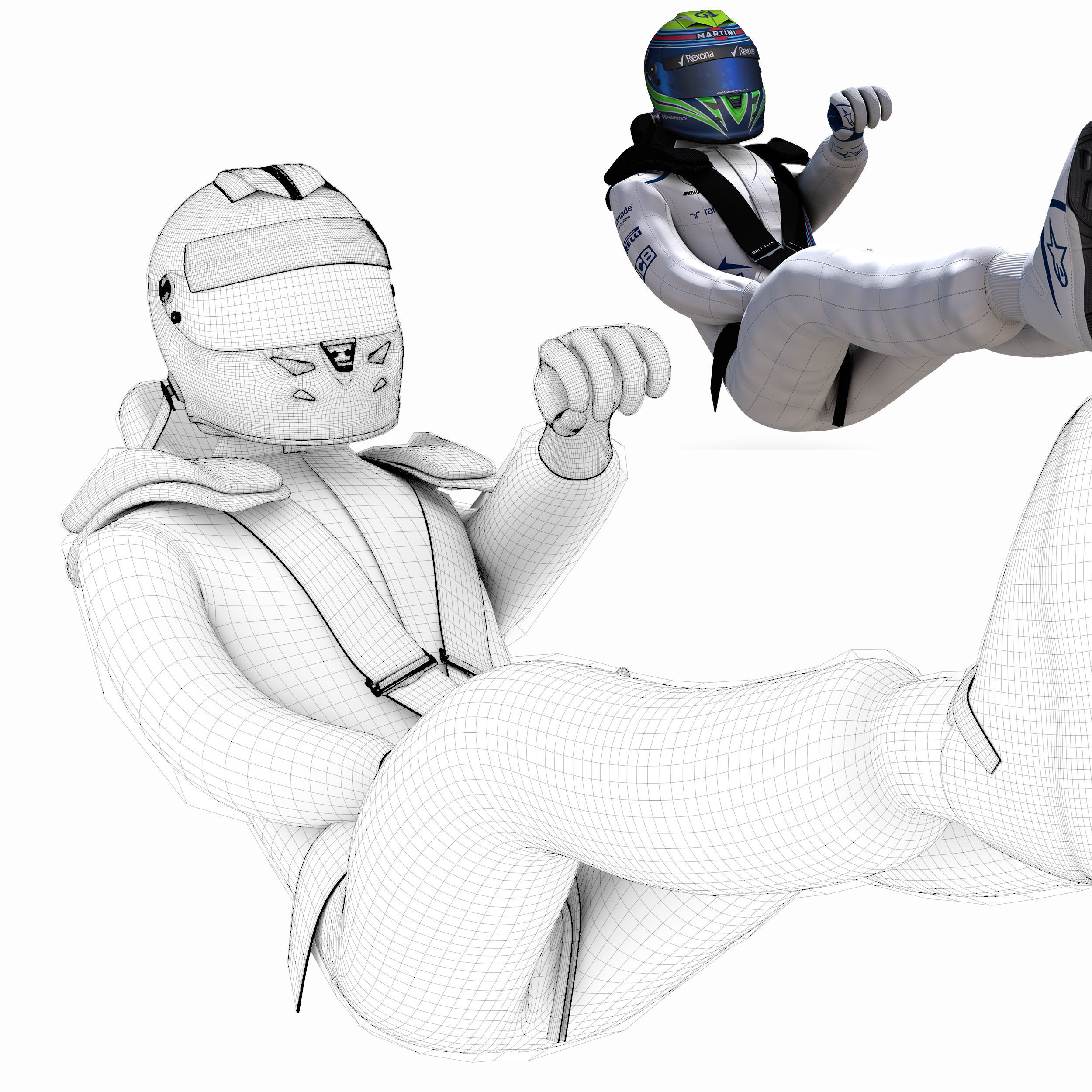 Felipe Massa 2017 Low-poly 3D model_4