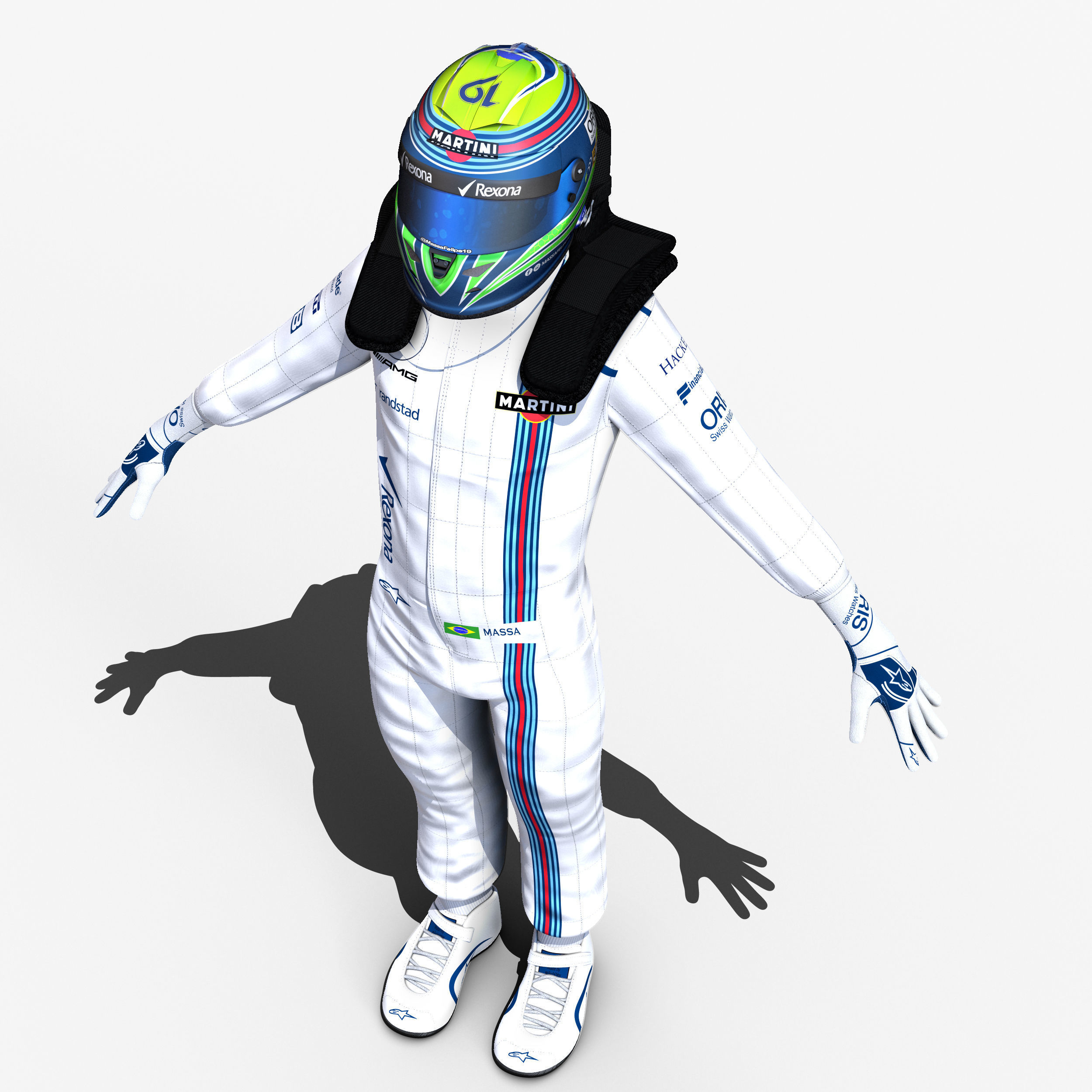 Felipe Massa 2017 Low-poly 3D model_9