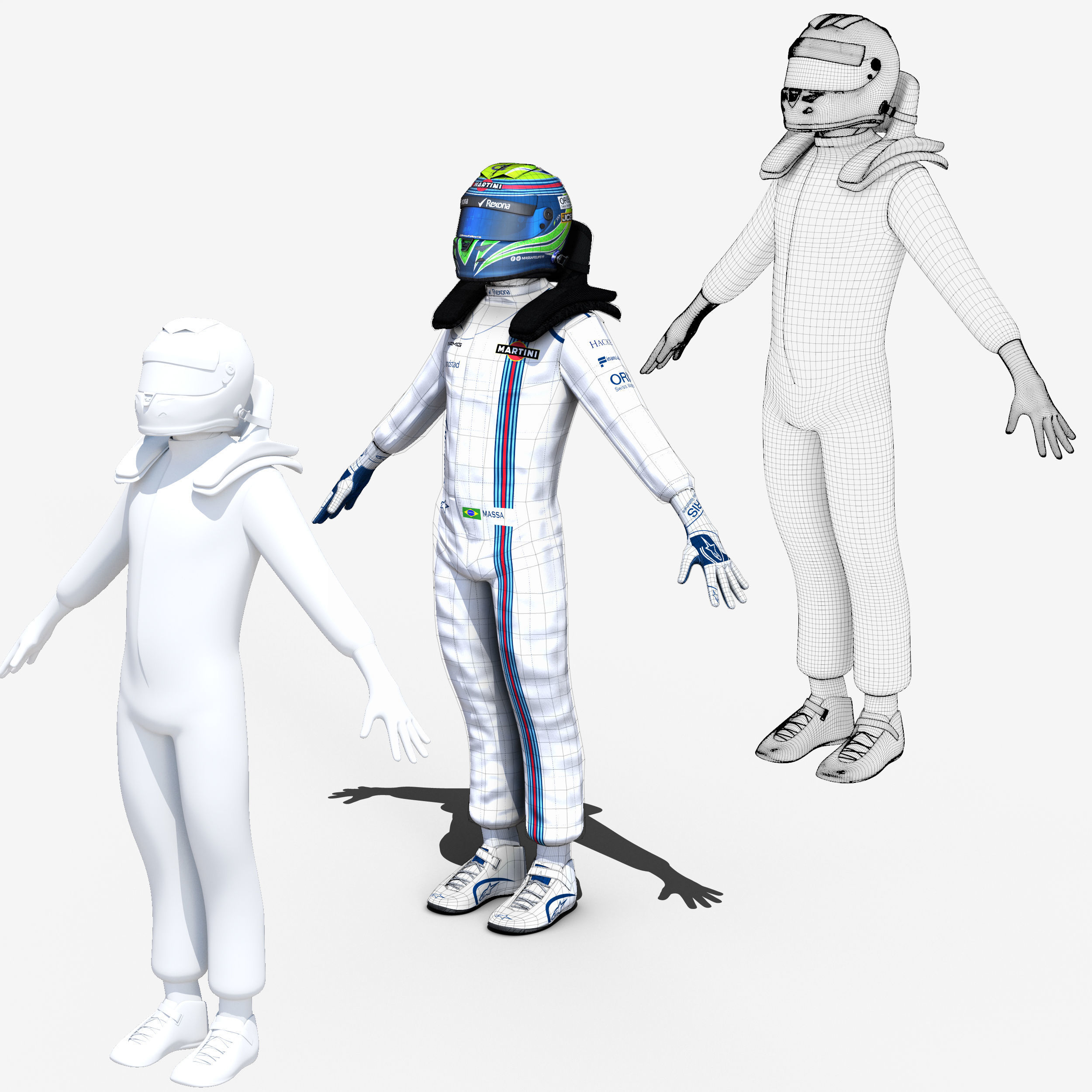 Felipe Massa 2017 Low-poly 3D model_6